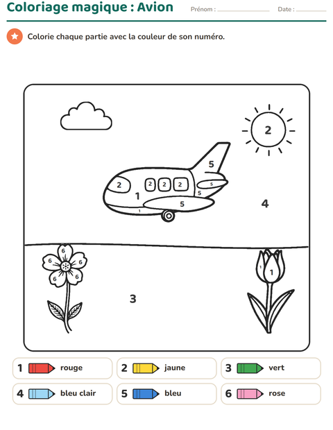 Aperçu de la fiche Coloriage magique pour École maternelle (grande section, 5-7 ans)