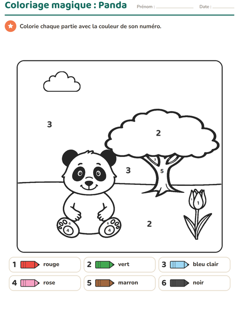 Aperçu de la fiche Coloriage magique pour École maternelle (grande section, 5-7 ans)