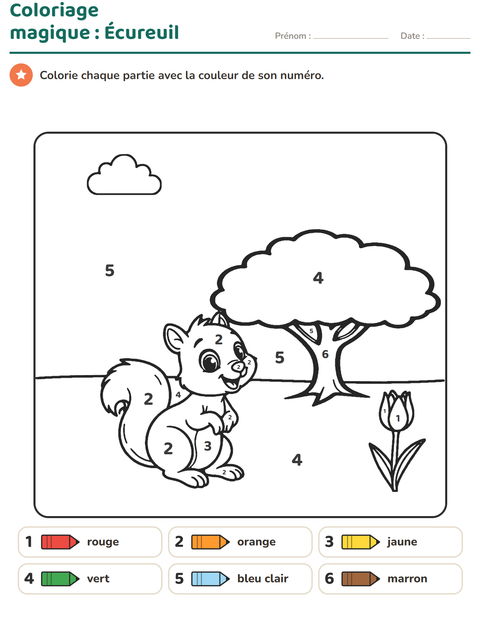 Aperçu de la fiche Coloriage magique pour École maternelle (grande section, 5-7 ans)