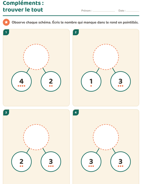 Aperçu de la fiche Compléments à 10 pour École maternelle (grande section, 5-7 ans)