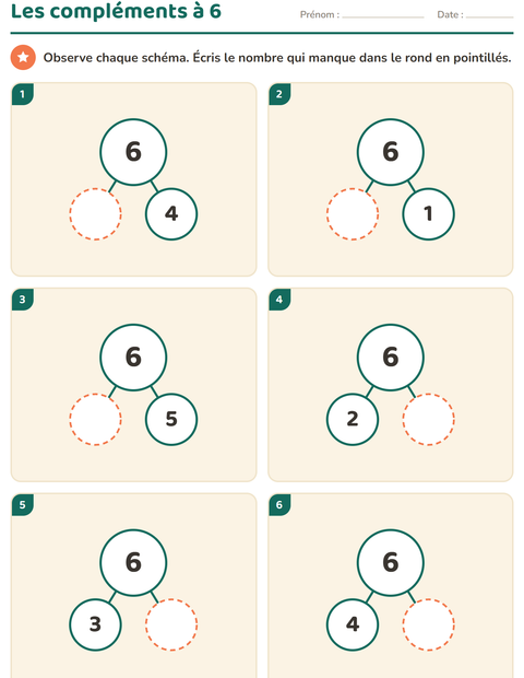 Aperçu de la fiche Compléments à 10 pour École maternelle (grande section, 5-7 ans)