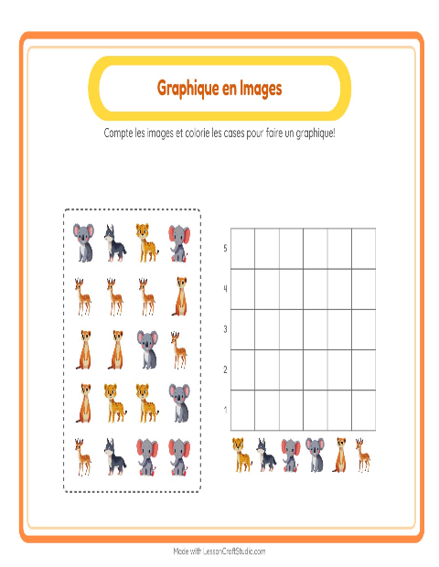 Aperçu de la fiche Comptage Graphique avec Animaux du zoo pour École maternelle (grande section, 5-7 ans)