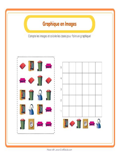 Aperçu de la fiche Comptage Graphique avec Autour de la maison pour École maternelle (grande section, 5-7 ans)