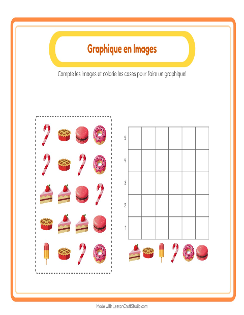 Aperçu de la fiche Comptage Graphique avec Desserts et sucreries pour École maternelle (grande section, 5-7 ans)