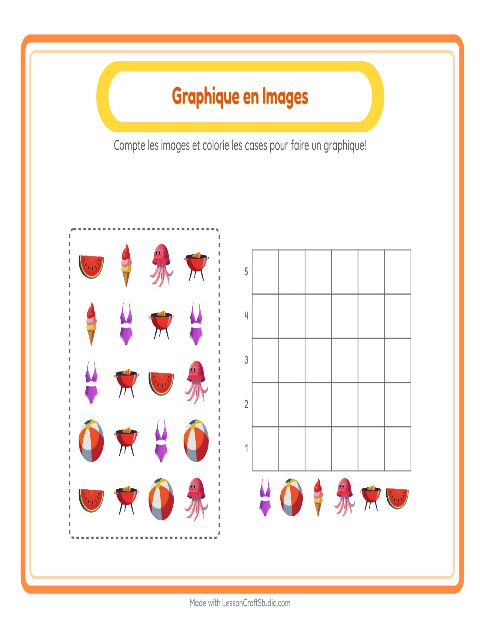 Aperçu de la fiche Comptage Graphique avec Été pour École maternelle (grande section, 5-7 ans)