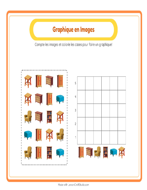 Aperçu de la fiche Comptage Graphique avec Meubles pour École maternelle (grande section, 5-7 ans)