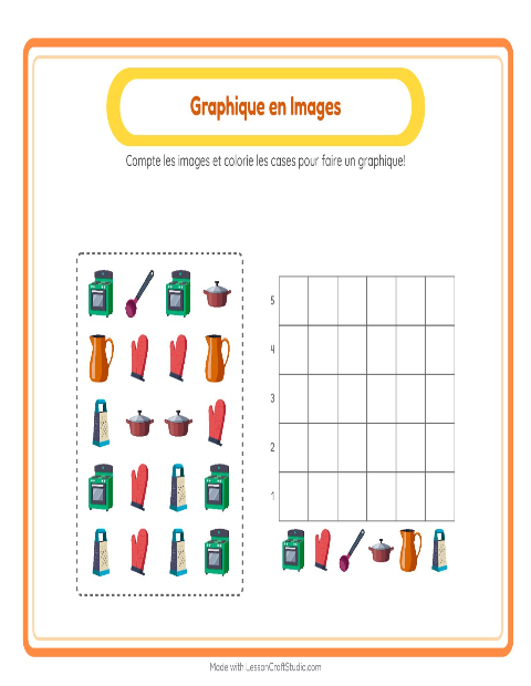 Aperçu de la fiche Comptage Graphique avec Ustensiles de cuisine pour École maternelle (grande section, 5-7 ans)