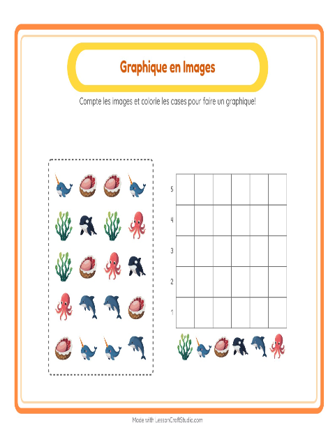 Aperçu de la fiche Comptage Graphique avec Vie océanique pour École maternelle (grande section, 5-7 ans)