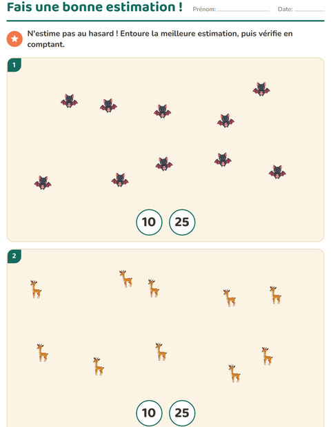 Aperçu de la fiche Compter des images avec Animaux pour École maternelle (grande section, 5-7 ans)