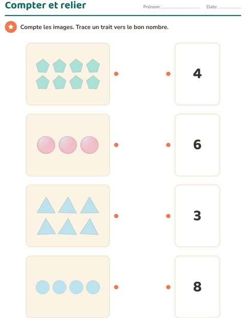 Aperçu de la fiche Compter des images avec Formes pour École maternelle (grande section, 5-7 ans)