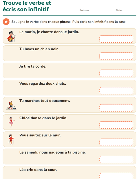 Aperçu de la fiche Conjugaison au présent pour CE1 (cours élémentaire 1)
