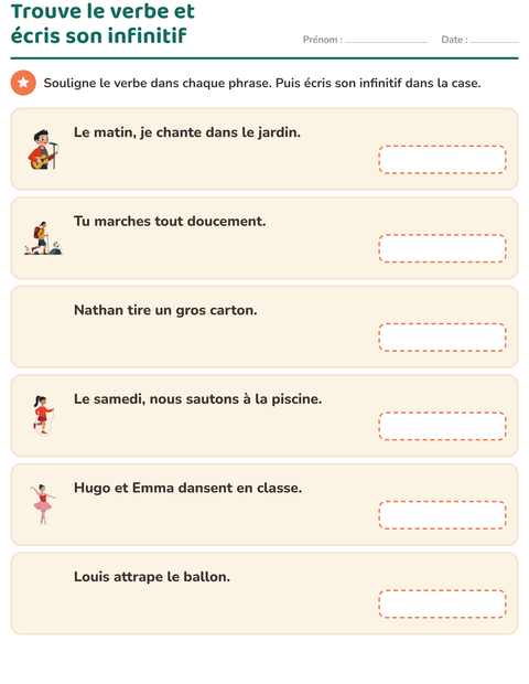 Aperçu de la fiche Conjugaison au présent pour CE1 (cours élémentaire 1)