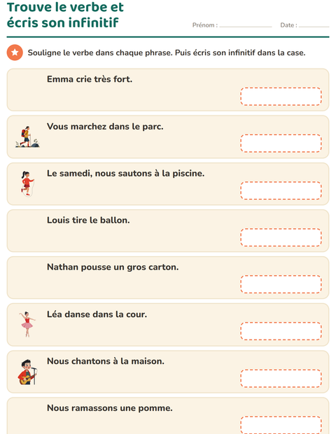 Aperçu de la fiche Conjugaison au présent pour CE1 (cours élémentaire 1)