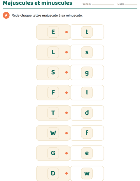 Aperçu de la fiche Connaissance des lettres pour École maternelle (grande section, 5-7 ans)