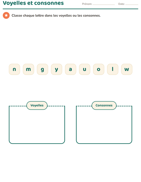 Aperçu de la fiche Connaissance des lettres pour École maternelle (grande section, 5-7 ans)