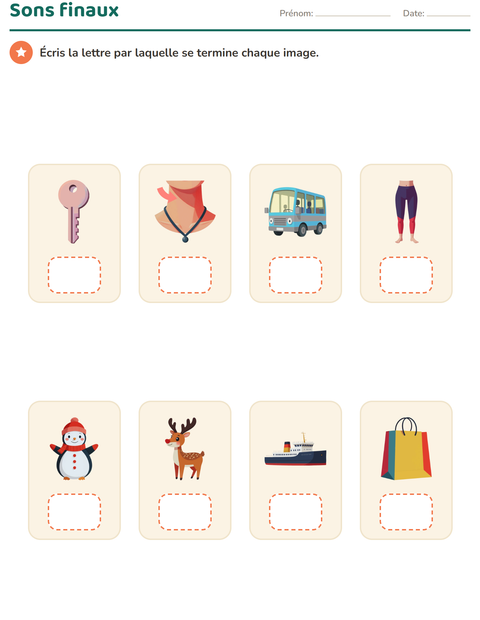 Aperçu de la fiche Conscience phonologique pour École maternelle (grande section, 5-7 ans)