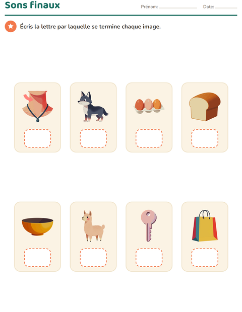 Aperçu de la fiche Conscience phonologique pour École maternelle (grande section, 5-7 ans)