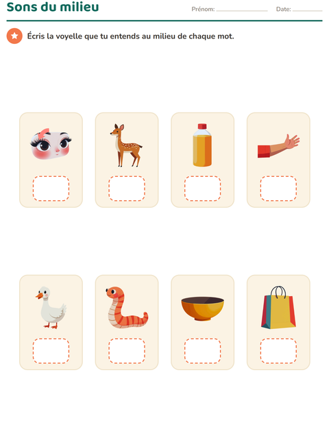 Aperçu de la fiche Conscience phonologique pour École maternelle (grande section, 5-7 ans)