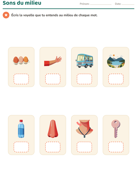Aperçu de la fiche Conscience phonologique pour École maternelle (grande section, 5-7 ans)