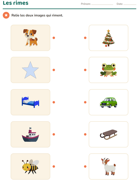 Aperçu de la fiche Conscience phonologique pour École maternelle (grande section, 5-7 ans)