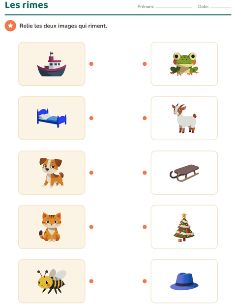 Aperçu de la fiche Conscience phonologique pour École maternelle (grande section, 5-7 ans)