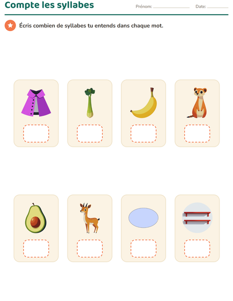 Aperçu de la fiche Conscience phonologique pour École maternelle (grande section, 5-7 ans)