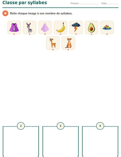 Aperçu de la fiche Conscience phonologique pour École maternelle (grande section, 5-7 ans)