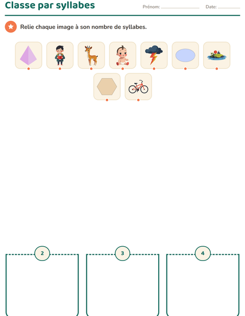 Aperçu de la fiche Conscience phonologique pour École maternelle (grande section, 5-7 ans)