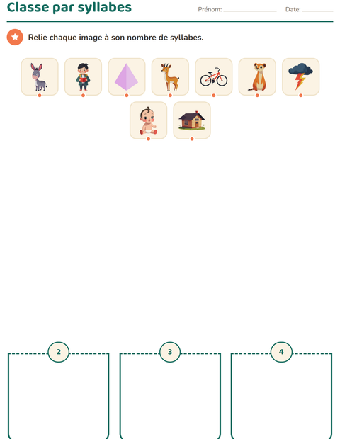 Aperçu de la fiche Conscience phonologique pour École maternelle (grande section, 5-7 ans)