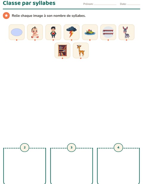 Aperçu de la fiche Conscience phonologique pour École maternelle (grande section, 5-7 ans)