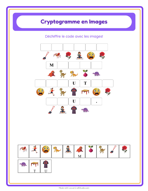 Aperçu de la fiche Cryptogramme pour École maternelle (grande section, 5-7 ans)