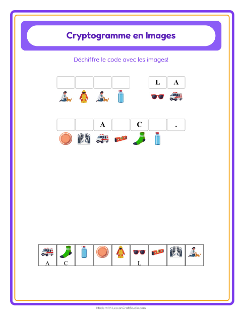 Aperçu de la fiche Cryptogramme pour École maternelle (grande section, 5-7 ans)