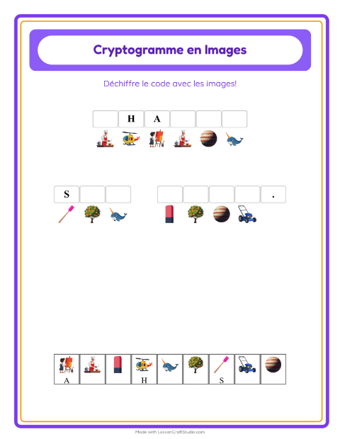 Aperçu de la fiche Cryptogramme pour École maternelle (grande section, 5-7 ans)