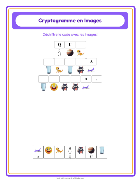 Aperçu de la fiche Cryptogramme pour École maternelle (grande section, 5-7 ans)