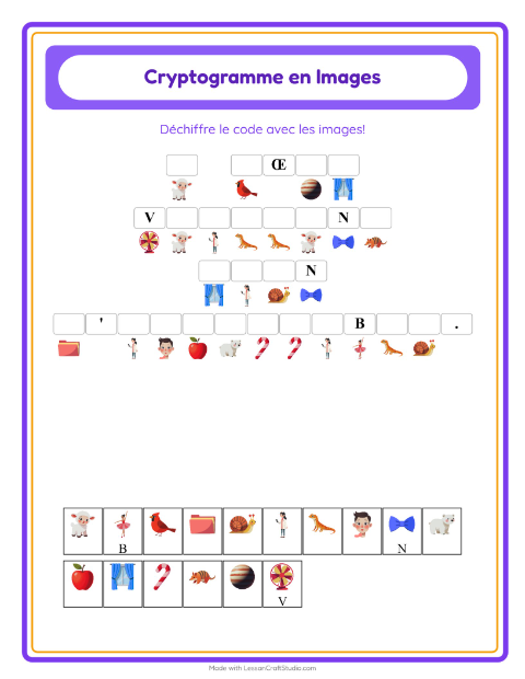 Aperçu de la fiche Cryptogramme pour École maternelle (grande section, 5-7 ans)
