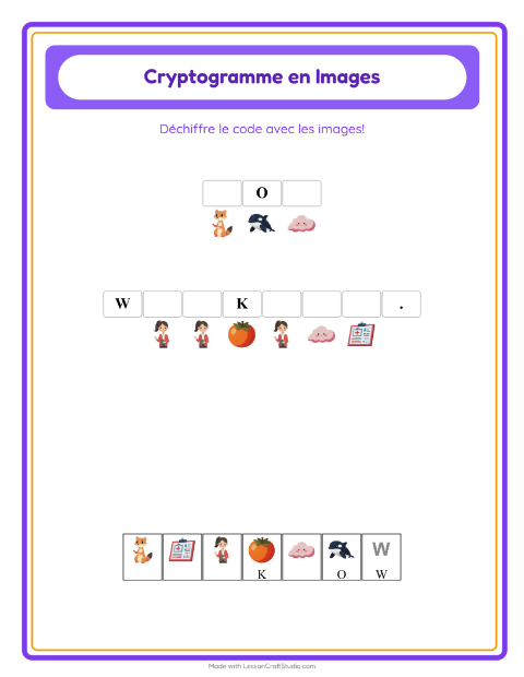 Aperçu de la fiche Cryptogramme pour École maternelle (grande section, 5-7 ans)