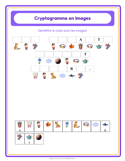 Aperçu de la fiche Cryptogramme pour École maternelle (grande section, 5-7 ans)