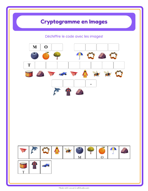 Aperçu de la fiche Cryptogramme pour École maternelle (grande section, 5-7 ans)