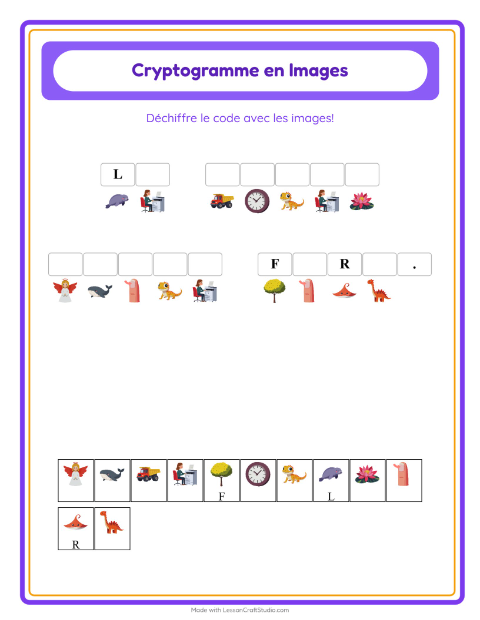 Aperçu de la fiche Cryptogramme pour École maternelle (grande section, 5-7 ans)