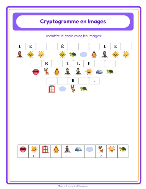 Aperçu de la fiche Cryptogramme pour École maternelle (grande section, 5-7 ans)