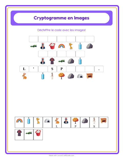 Aperçu de la fiche Cryptogramme pour École maternelle (grande section, 5-7 ans)