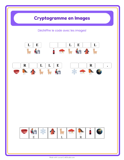 Aperçu de la fiche Cryptogramme pour École maternelle (grande section, 5-7 ans)