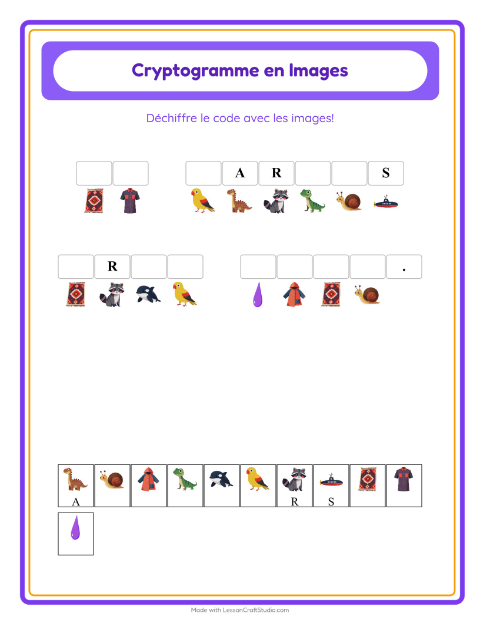 Aperçu de la fiche Cryptogramme pour École maternelle (grande section, 5-7 ans)