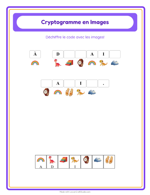 Aperçu de la fiche Cryptogramme pour École maternelle (grande section, 5-7 ans)