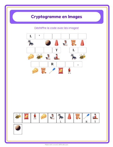 Aperçu de la fiche Cryptogramme pour École maternelle (grande section, 5-7 ans)