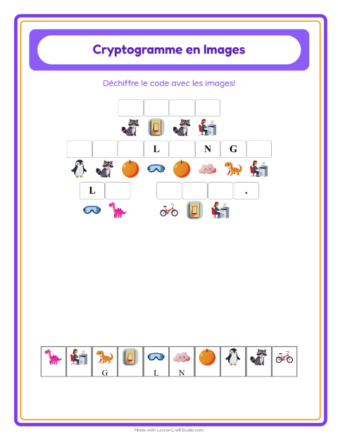 Aperçu de la fiche Cryptogramme pour École maternelle (grande section, 5-7 ans)