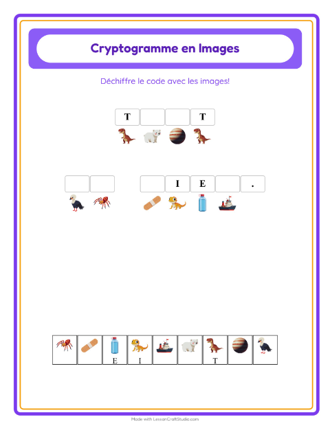 Aperçu de la fiche Cryptogramme pour École maternelle (grande section, 5-7 ans)
