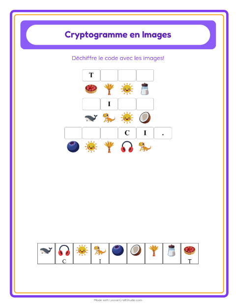 Aperçu de la fiche Cryptogramme pour École maternelle (grande section, 5-7 ans)