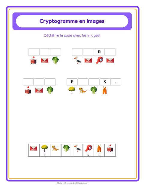 Aperçu de la fiche Cryptogramme pour École maternelle (grande section, 5-7 ans)
