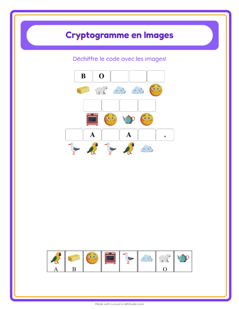 Aperçu de la fiche Cryptogramme pour École maternelle (grande section, 5-7 ans)